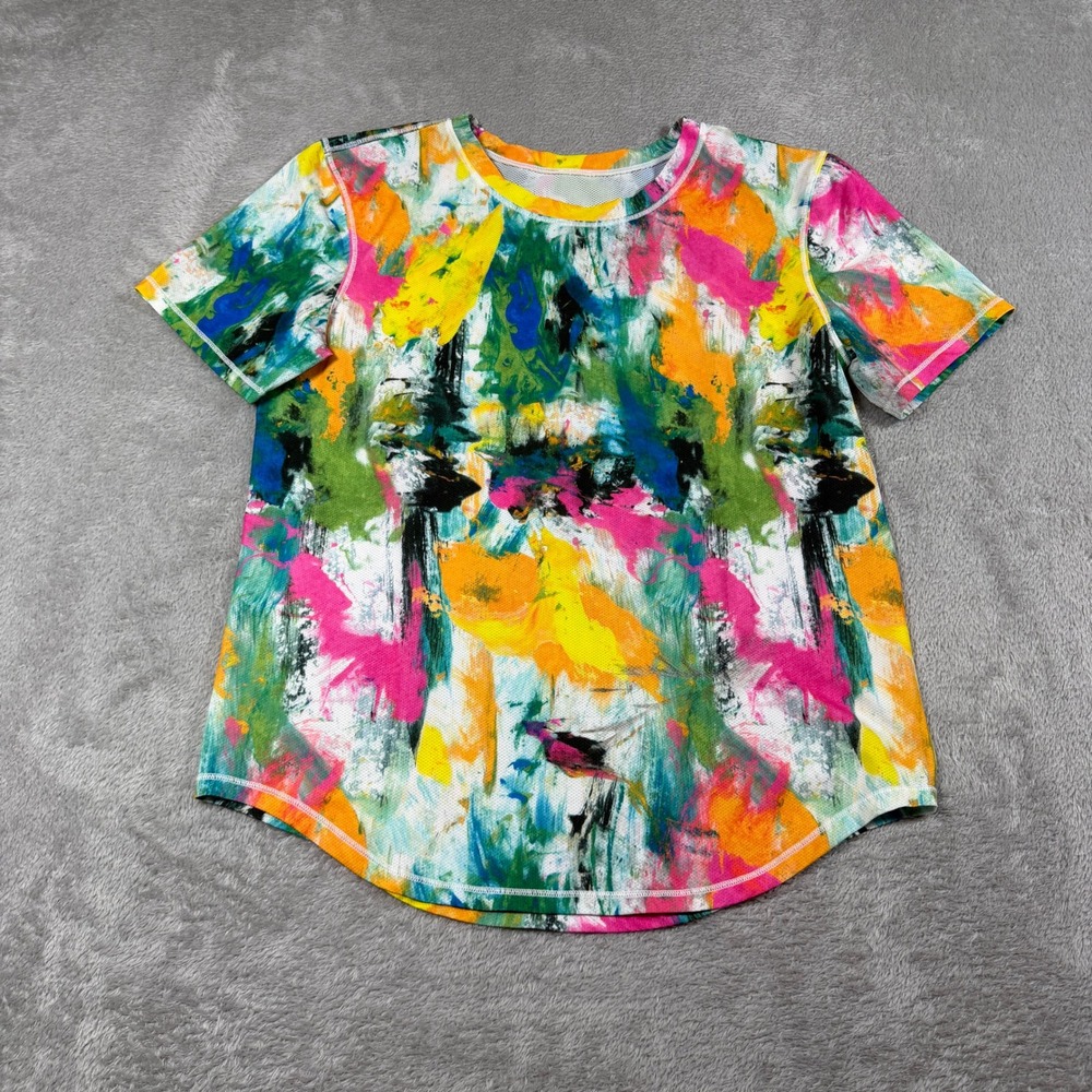 Lululemon‎ High Neck Run and Train Tee Womens 4 Multicolor Zero Stink Gym